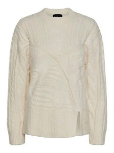 Pieces Sweter w kolorze kremowym rozmiar: M. Brązowe swetry oversize Pieces, m, bez wzorów, ze splotem, bez ramiączek. Za 114,17 zł.