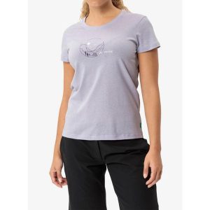 Koszulka z nadrukiem damska Vaude Cyclist T-Shirt V. Fioletowe koszulki sportowe Vaude, bez wzorów, bez ramiączek. Za 151,99 zł.