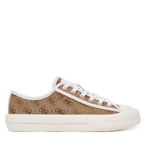 Trampki Guess. Brązowe trampki Guess, z aplikacjami, bez zapięcia. Za 419,99 zł.