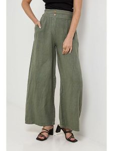 Rodier Lin Lniane spodnie w kolorze khaki rozmiar: XL/XXL. Brązowe spodnie z wysokim stanem Rodier Lin, bez wzorów, ze lnu, z podwyższonym stanem. Za 144,92 zł.
