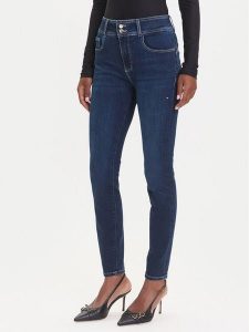Guess Jeansy W5RA34 D5PY1 Granatowy Skin Fit. Niebieskie jeansy Guess, z aplikacjami, z bawełny. Za 379,99 zł.