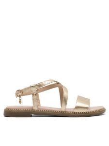 Lasocki Sandały KATE RST-KATE-01 Złoty. Żółte sandały Lasocki, bez wzorów, ze skóry, bez obcasa, na płaskiej podeszwie, bez zapięcia. Za 139,99 zł.