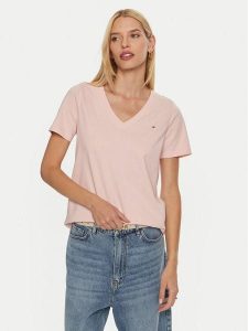 Tommy Hilfiger T-Shirt WW0WW44177 Różowy Regular Fit. Czerwone t-shirty TOMMY HILFIGER, xxs, bez wzorów, z bawełny, bez kołnierzyka, bez ramiączek. Za 119,99 zł.