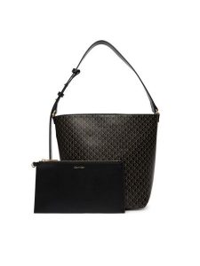 Calvin Klein Torebka Emblem Aop Medium Bucket LV04F3365G Czarny. Czarne torebki klasyczne Calvin Klein, bez wzorów, ze skóry, bez dodatków. Za 529,99 zł.