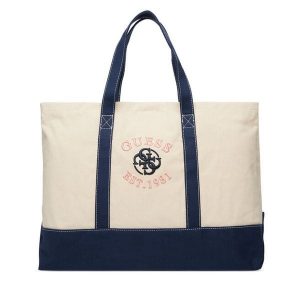 Torebka Guess. Brązowe shopper bag Guess, z aplikacjami, bez dodatków. Za 299,99 zł.