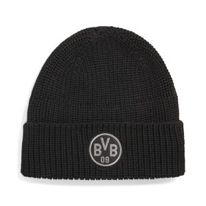 Czapka Borussia Dortmund Esserntials PUMA Black Flat Medium Gray. Czarne czapki Puma, bez wzorów, sportowe. Za 109,00 zł.