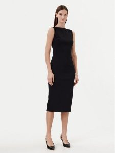 Calvin Klein Sukienka codzienna K20K208140 Czarny Slim Fit. Czarne kombinezony Calvin Klein, bez wzorów, z syntetyku, wizytowe, bez kołnierzyka, bez ramiączek. Za 449,99 zł.