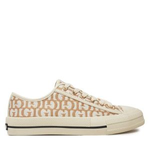 Trampki Guess. Brązowe trampki Guess, z aplikacjami, bez zapięcia. Za 279,99 zł.