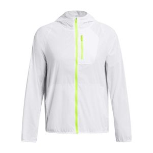 Damska wodoodporna kurtka z kapturem Under Armour Launch Lightweight. Białe kurtki Under Armour, bez wzorów, z kapturem. Za 438,00 zł.
