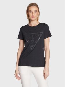 Guess T-Shirt Adele V2YI07 K8HM0 Czarny Regular Fit. Czarne t-shirty Guess, s, z aplikacjami, z bawełny, bez kołnierzyka, bez ramiączek. Za 119,99 zł.