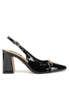 Nine West Sandały PD0023-01 Czarny. Czarne sandały Nine West, bez wzorów, z materiału, bez obcasa, na słupku, bez zapięcia. Za 249,99 zł.