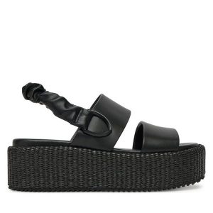 Sandały Blauer. Czarne sandały Blauer, bez wzorów, bez obcasa, na koturnie, bez zapięcia. Za 259,99 zł.