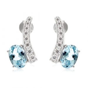 NINA Srebrne kolczyki z blue topaz sztyft. Niebieskie kolczyki Braccatta, z cyrkonią, metalowe. Za 329,00 zł.