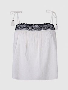 Pepe Jeans Top "Beni" w kolorze białym rozmiar: L. Białe topy Pepe Jeans, l, bez wzorów, z bawełny, bez kołnierzyka, bez ramiączek. Za 166,88 zł.