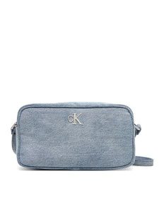 Calvin Klein Torebka Denim Ew Double Zip Camera Bag LV04F3226G Błękitny. Niebieskie listonoszki Calvin Klein, bez wzorów, z denimu, bez dodatków. Za 329,99 zł.