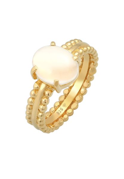 Elli PREMIUM Damski Chunky Glamour Trend Blogger owalny z kamieniem księżycowym w pozłacanym srebrze 925 Sterling Silver Pierścionki 1 ct. Szare pierścionki Elli PREMIUM, z kamieniem księżycowym, pozłacane. Za 368,99 zł.
