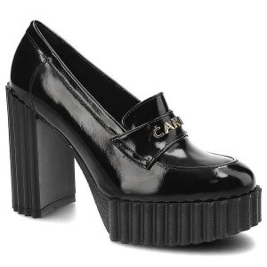 Czarne Półbuty Carinii Eleganckie Skórzane Buty Damskie. Czarne półbuty Carinii, bez wzorów, ze skóry, bez obcasa, na platformie, bez zapięcia. Za 429,00 zł.