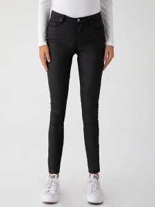 LTB Dżinsy "Florian" - Skinny fit - w kolorze czarnym rozmiar: W26/L30. Czarne jeansy LTB, z aplikacjami, ze skóry, z podwyższonym stanem. Za 83,03 zł.