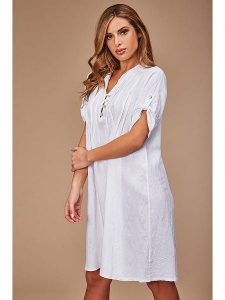 100% LIN Lniana sukienka w kolorze białym rozmiar: 40/42. Białe sukienki 100% Lin, bez wzorów, ze lnu, klasyczne, bez kołnierzyka, bez ramiączek, midi. Za 52,92 zł.