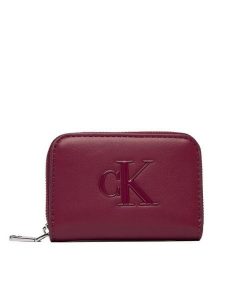 Calvin Klein Portfel Bold Ck Medium Zip Around LV04F1154G Różowy. Czerwone portfele Calvin Klein, bez wzorów, ze skóry. Za 209,99 zł.
