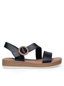 Lasocki Sandały WFA2719-3Z Czarny. Czarne sandały Lasocki, bez wzorów, ze skóry, bez obcasa, na płaskiej podeszwie, bez zapięcia. Za 99,99 zł.