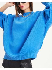 LA Angels Sweter w kolorze niebieskim rozmiar: S. Niebieskie swetry oversize LA Angels, s, bez wzorów, z bawełny, bez ramiączek. Za 171,28 zł.