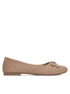 JENNY Baleriny WSS21520-03 Beżowy. Brązowe balerinki Jenny, bez wzorów, z materiału, bez obcasa, bez zapięcia. Za 69,99 zł.