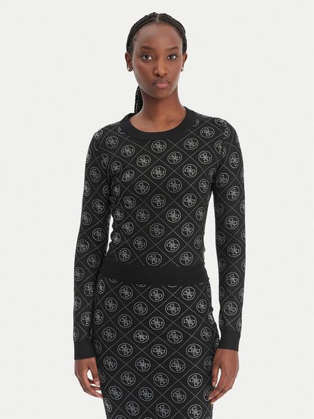 Guess Sweter W6RR66 Z3JD2 Czarny Regular Fit. Czarne swetry klasyczne Guess, s, z syntetyku, bez kołnierzyka. Za 499,99 zł.