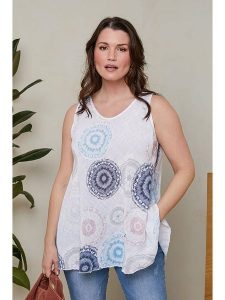 Curvy Lady Top w kolorze białym rozmiar: 48/50. Białe topy Curvy Lady, bez wzorów, z wiskozy, klasyczne, bez kołnierzyka, bez ramiączek. Za 114,95 zł.