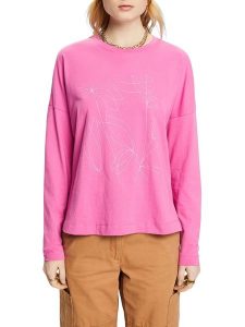 ESPRIT Koszulka w kolorze różowym rozmiar: XS. Różowe bluzki ESPRIT, xs, bez wzorów, z bawełny, bez kołnierzyka, bez ramiączek. Za 37,30 zł.