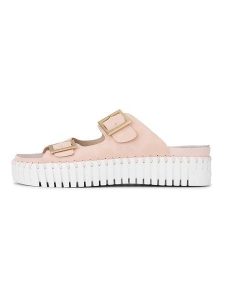 Ilse Jacobsen Klapki w kolorze jasnoróżowym rozmiar: 41. Różowe klapki Ilse Jacobsen, bez wzorów, z otwartym noskiem, bez obcasa, na platformie. Za 104,99 zł.