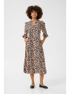 CULTURE Sukienka w kolorze beżowym rozmiar: XL. Brązowe sukienki Culture, na co dzień, s, bez wzorów, z wiskozy, klasyczne, bez kołnierzyka, bez ramiączek, maxi, proste. Za 159,21 zł.