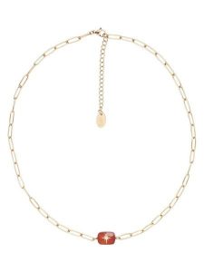 U.S. Polo Assn. Pozłacany naszyjnik z agatem - dł. 36,5 cm rozmiar: onesize. Czerwone naszyjniki U.S. Polo Assn., z agatem, metalowe. Za 86,99 zł.