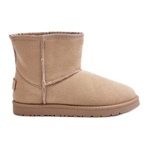 Śniegowce Damskie Cross Jeans MM2R4023C Beżowe beżowy. Brązowe buty zimowe z gumy, za kostkę, bez obcasa, bez zapięcia. Za 142,48 zł.
