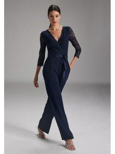 SWING Kombinezon w kolorze granatowym rozmiar: 46. Niebieskie kombinezony Swing, bez wzorów, z koronki, bez kołnierzyka, bez ramiączek. Za 365,48 zł.