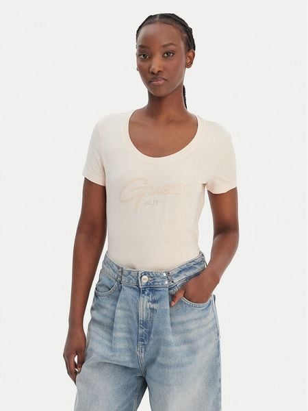 Guess T-Shirt W6GI14 K3033 Pomarańczowy Regular Fit. Brązowe t-shirty Guess, s, z aplikacjami, z bawełny, bez kołnierzyka, bez ramiączek. Za 159,99 zł.