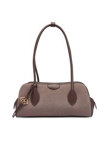 Calvin Klein Torebka Emblem Trio Suede Shoulder Bag LV04F3888G Beżowy. Brązowe torebki klasyczne Calvin Klein, bez wzorów, ze skóry, bez dodatków. Za 699,99 zł.
