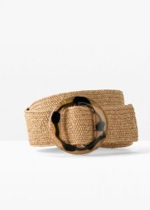 Pasek do noszenia w talii w optyce słomkowego. Brązowe paski bonprix, bez wzorów. Za 74,99 zł.