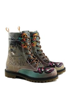 Goby Botki w kolorze brązowo-zielonym rozmiar: 40. Brązowe botki Goby, bez wzorów, z materiału, z okrągłym noskiem, bez obcasa, bez zapięcia. Za 294,97 zł.