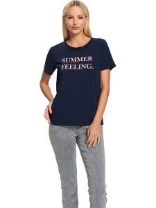 Heine Koszulka w kolorze granatowym rozmiar: 34. Niebieskie bluzki Heine, bez wzorów, bez kołnierzyka, bez ramiączek. Za 34,99 zł.