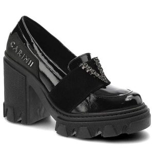 Czarne Półbuty Carinii Modne Skórzane Buty Damskie. Czarne półbuty Carinii, bez wzorów, ze skóry, bez obcasa, na obcasie, bez zapięcia. Za 379,00 zł.