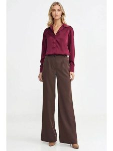 Nife Spodnie w kolorze brązowym rozmiar: 38. Brązowe spodnie z wysokim stanem Nife, bez wzorów, z materiału, z podwyższonym stanem. Za 187,07 zł.