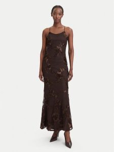 Vero Moda Sukienka koktajlowa VmQuinn 10348532 Brązowy Regular Fit. Brązowe kombinezony Vero Moda, xl, bez wzorów, z syntetyku, wizytowe, bez kołnierzyka, bez ramiączek. Za 319,99 zł.