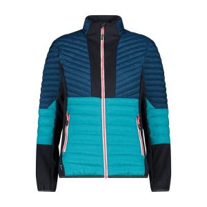 Kurtka hybrydowa Unlimitech damska CMP. Niebieskie kurtki CMP, bez wzorów, z puchu, bez kaptura. Za 487,50 zł.