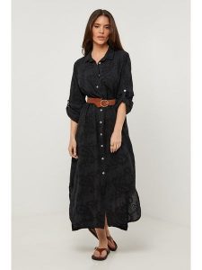 Lin Passion Lniana sukienka w kolorze czarnym rozmiar: 38/40. Czarne sukienki Lin Passion, bez wzorów, ze lnu, klasyczne, bez kołnierzyka, bez ramiączek, maxi. Za 173,99 zł.