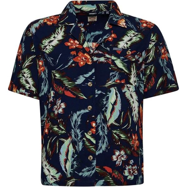 Koszula turystyczna damska SuperDry Vintage Resort. Niebieskie koszule Superdry, xs, bez wzorów, z wiskozy, bez kołnierzyka, bez ramiączek. W wyprzedaży za 97,00 zł.