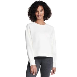 Bluza dresowa sportowa damska Skechluxe Elevate Crewneck. Białe bluzy Skechers, bez wzorów, z dresówki, bez kaptura. Za 229,99 zł.