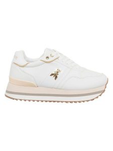 Patrizia Pepe Skórzane sneakersy w kolorze biało-jasnoróżowym rozmiar: 40. Białe trampki Patrizia Pepe, bez wzorów, bez zapięcia. Za 295,66 zł.