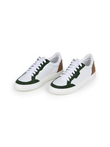 Anna Morellini Skórzane sneakersy "Feeria" w kolorze biało-zielono-jasnobrązowym rozmiar: 40. Białe trampki Anna Morellini, bez wzorów, bez zapięcia. Za 284,15 zł.