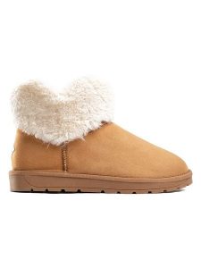 ISLAND BOOT Botki zimowe "Falisa" w kolorze jasnobrązowym rozmiar: 41. Brązowe botki Island Boot, na zimę, bez wzorów, z materiału, bez obcasa, bez zapięcia. Za 219,60 zł.